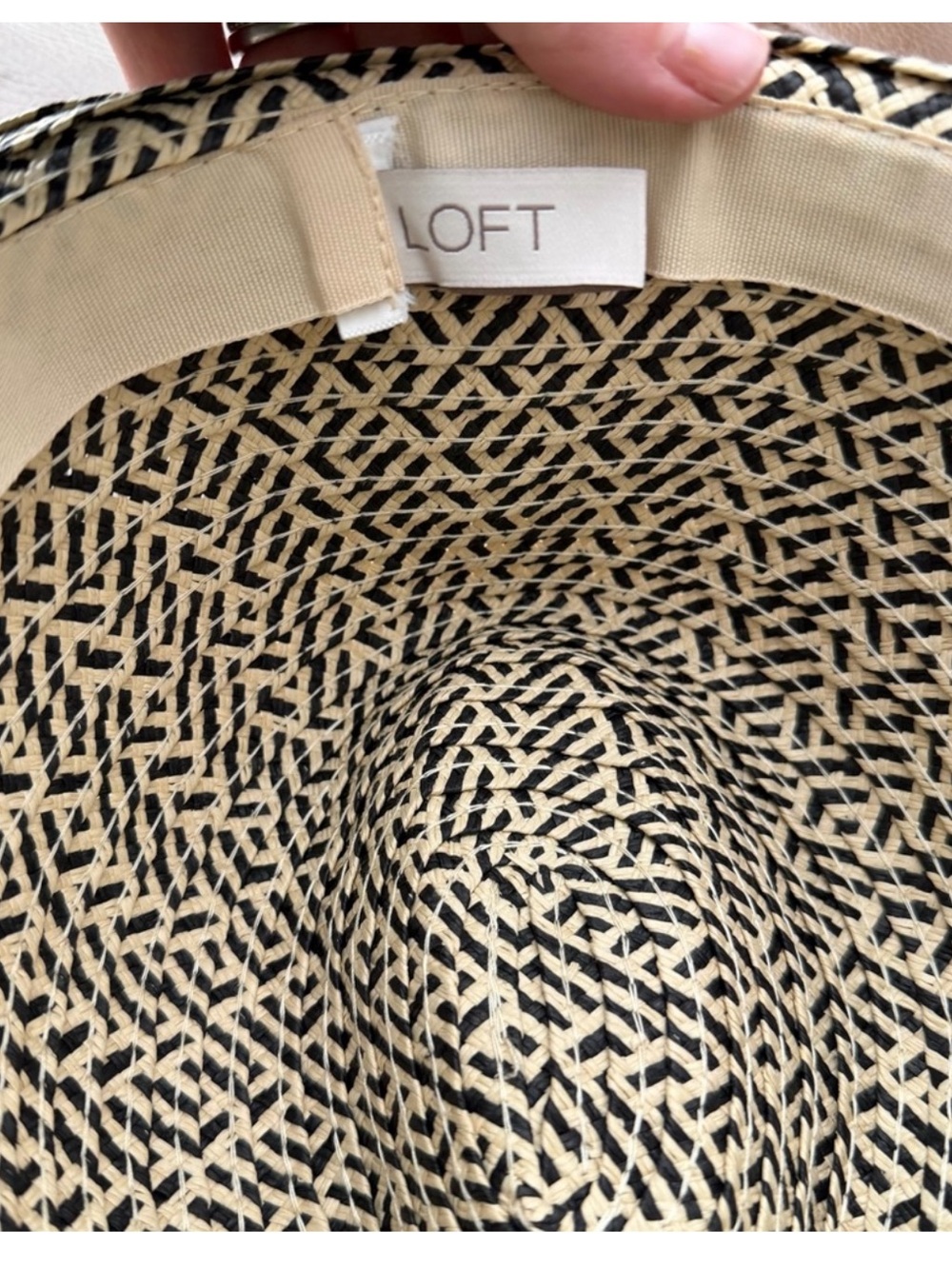 LOFT Black and Cream Patterned Straw Hat - Picture 5 of 6